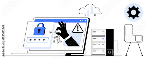 Cybersecurity concept. Cybersecurity ensures data protection, secure access, and cloud integration. Cybersecurity is vital for IT systems for data integrity, protection, and safety. For data