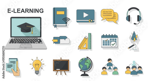 E learning online education concept.