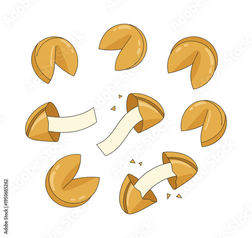 Fortune cookies opening to reveal messages of good luck, surprise, and dreams, symbolizing future predictions and hopeful outcomes