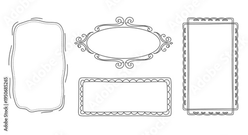 a collection of versatile hand-drawn frames and decorative borders isolated on white perfect for invitations labels or digital design projects.