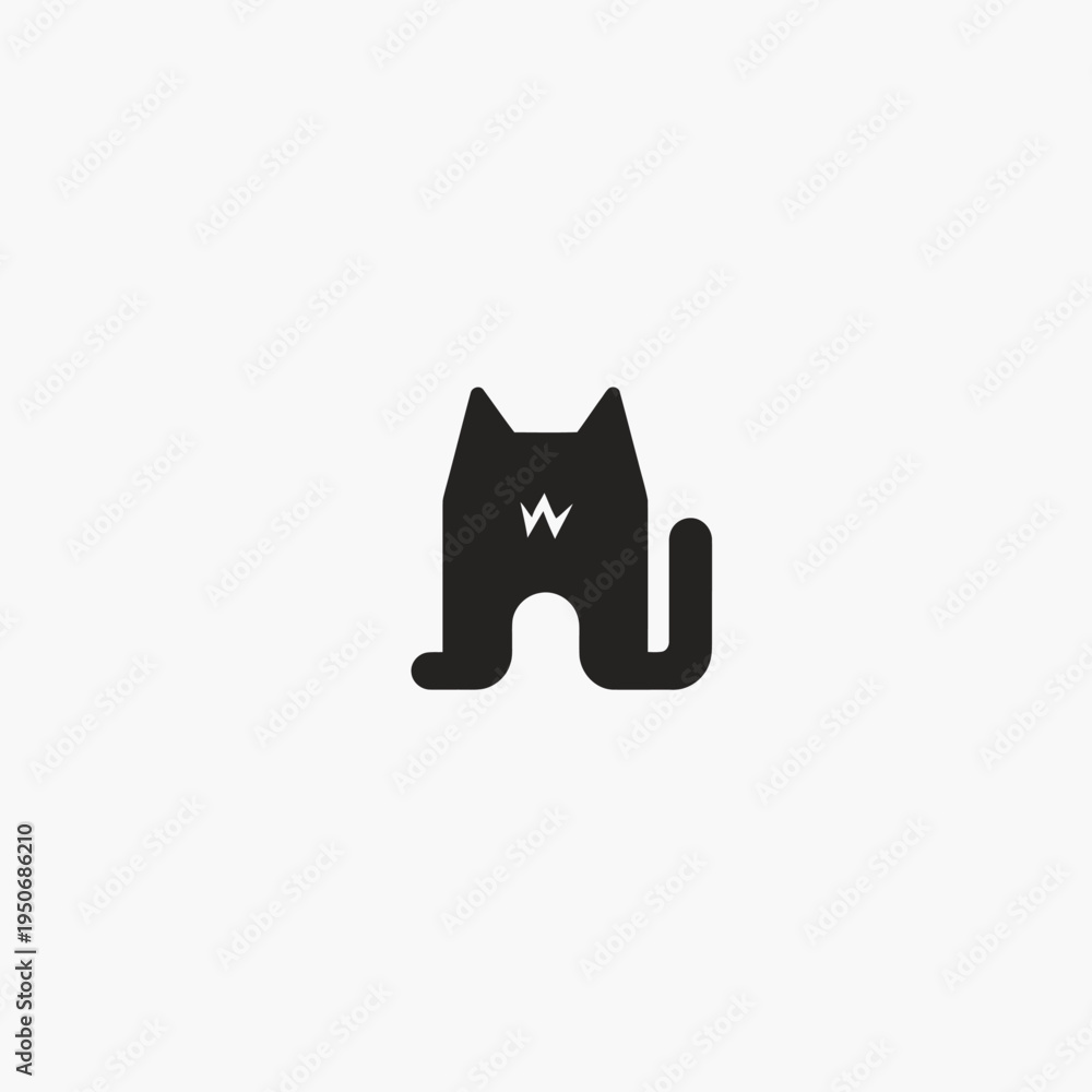 Fototapeta premium Minimalist black cat icon on white background suitable for various applications