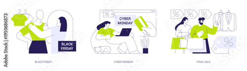 Annual promotions isolated cartoon vector illustrations se