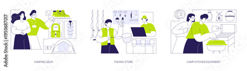 Outdoor equipment store isolated cartoon vector illustrations se
