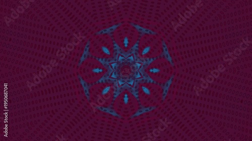 Blue Mandala Pattern on Purple Background.