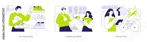 Tourism equipment store isolated cartoon vector illustrations se