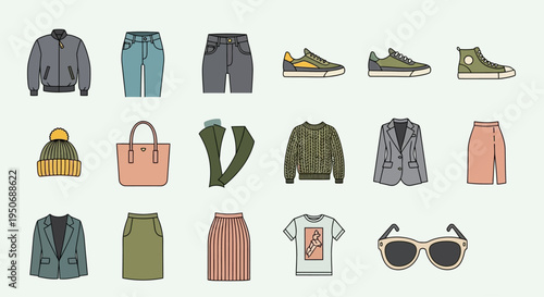 Clothing and accessories on display.