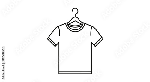 a minimalist black and white t-shirt on a hanger perfect as an apparel icon or clothing design graphic