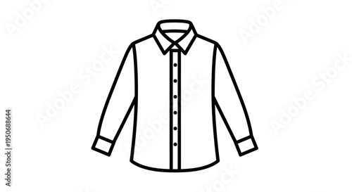 a minimalist long-sleeved collared shirt vector icon clean graphic illustration of formal mens clothing for design and e-commerce
