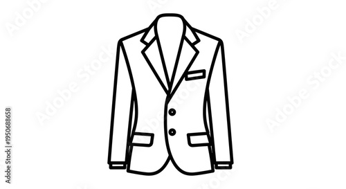a professional blazer or suit jacket outline illustration representing business and formal wear fashion.