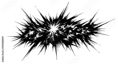 abstract black and white grunge explosion radiating outwards from a central point conveying chaos and impact ideal for graphic design textures