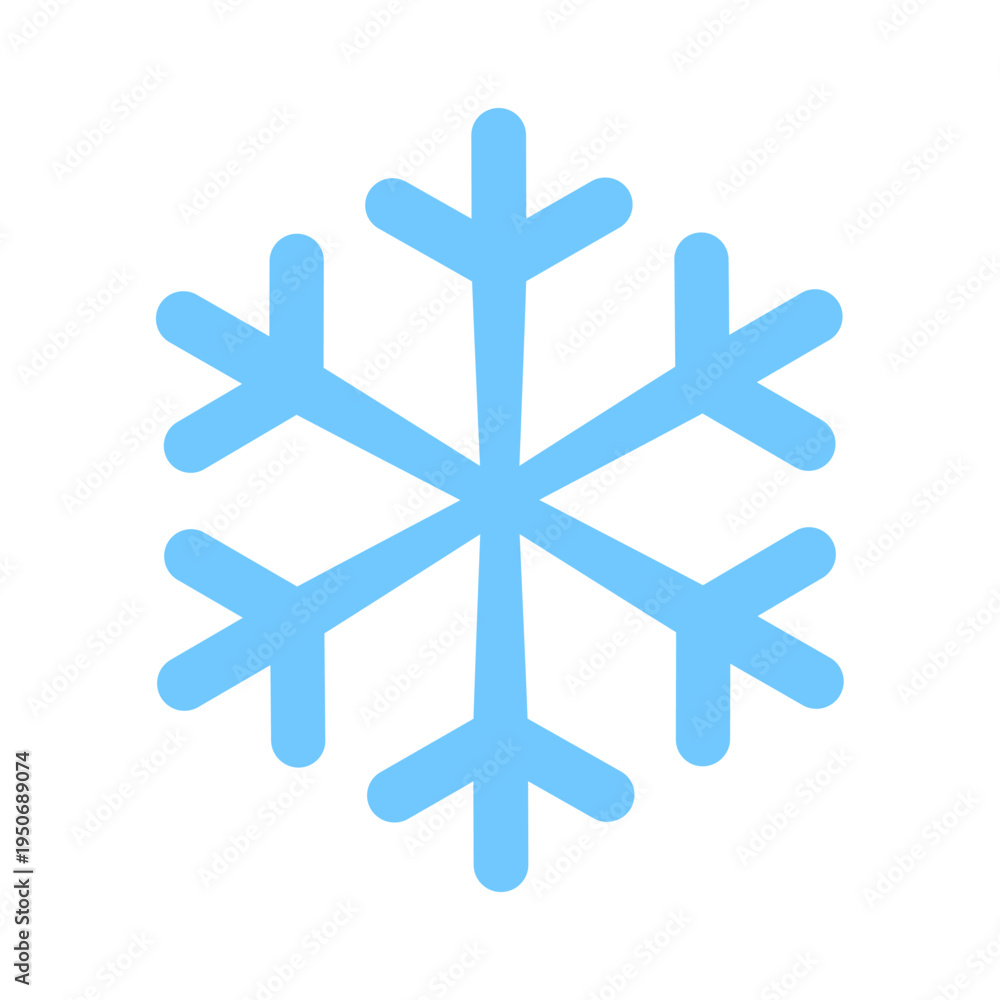 Obraz premium Blue snowflake flat icon. Winter season and cold weather concept vector illustration.