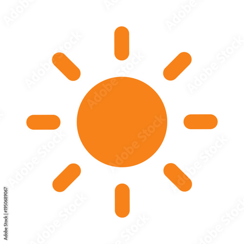 Orange sun flat icon. Summer weather and heat concept vector illustration.