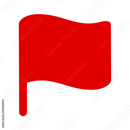 Red waving flag flat icon. Location marker and warning concept vector illustration.