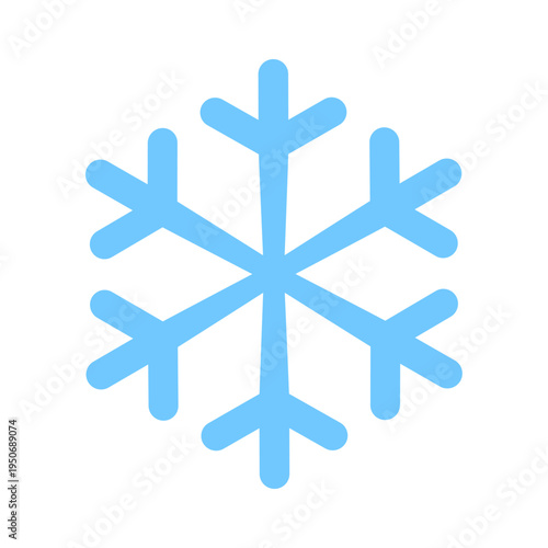 Blue snowflake flat icon. Winter season and cold weather concept vector illustration.