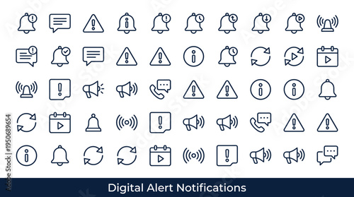 Digital alert symbols and automated status message elements associated with rming users about updates warnings and system events
