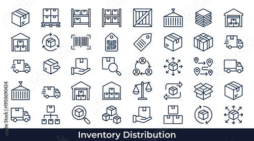 Inventory management symbols and goods distribution elements associated with storing tracking and transporting commercial products