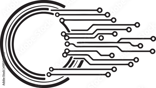 Silhouette of a man wearing a headset isolated on transparent background