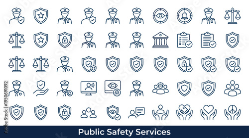 Public safety authority symbols and policing responsibility elements associated with maintaining order and protecting communities