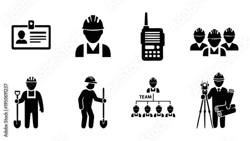 Construction and Engineering Worker Icon Set