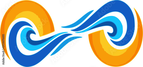 This modern vector design represents harmony between water and sun, nature, energy, and sustainability. Perfect for travel agencies, environmental organizations, surf brands, or wellness and spa resor