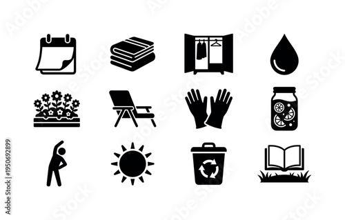 Bed with headboard, bedside table, table lamp, wardrobe closet, clothes hanger, laundry basket, washing machine, ironing board,