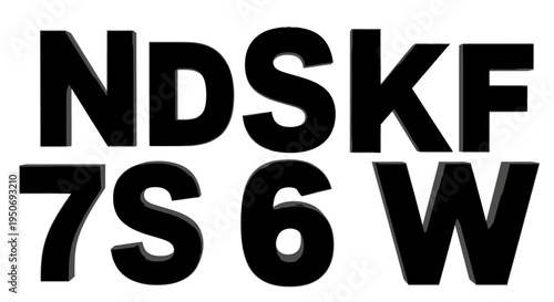 black 3d uppercase letters and numbers in a bold typeface forming modern digital typography on a clean white background.