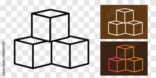 Geometric cubes icon design abstract stacked blocks minimal outline logo modern vector illustration background