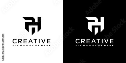  PH or HP initial letter logo design vector