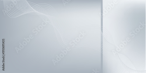 Silver light gradient background with Elegant abstract vector white waves lines. Modern simple design with blank space for text. Use for advertising, posters, flyer, cover, banner, website.