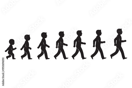 Human growth and development stages silhouette