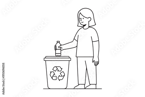 Recycling in action a person depositing a bottle