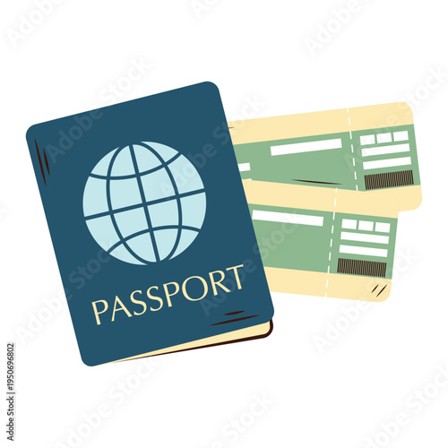 Passport with airline tickets illustration – travel documents for vacation trip vector