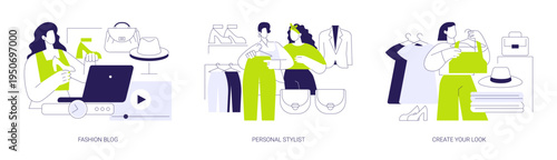 Create your own look isolated cartoon vector illustrations se