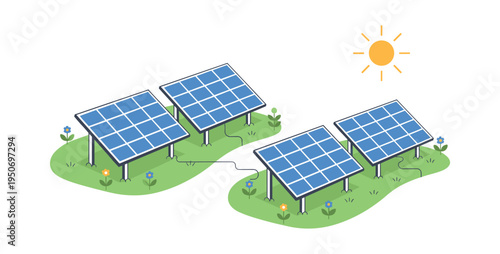 Solar panels generating clean energy, converting sunlight into electricity for a sustainable future and ecological power