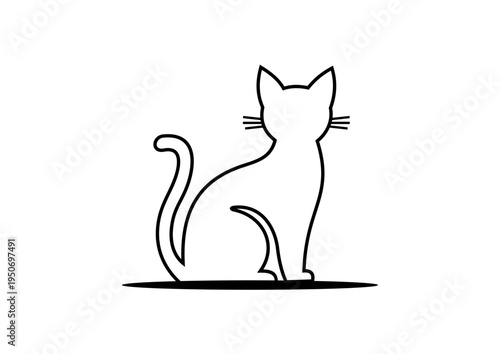Black line drawing of a cat.