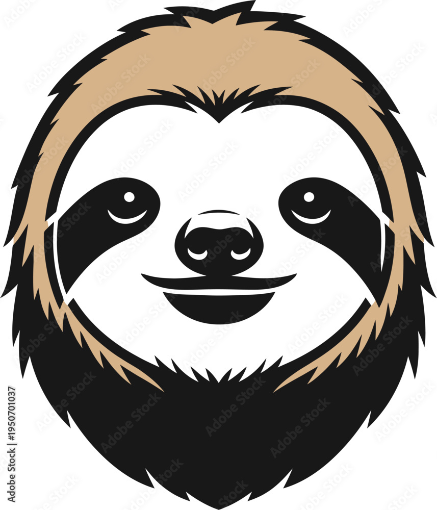 Fototapeta premium Cute Sloth Face Mascot Logo Vector Illustration