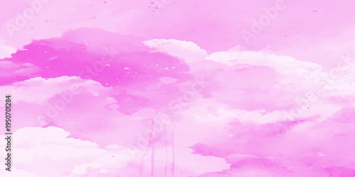 Pink cloud watercolor art evoking feelings of serenity and peacefulness. Rendered in delicate shades of pink, the image portrays a dreamy and ethereal composition. 