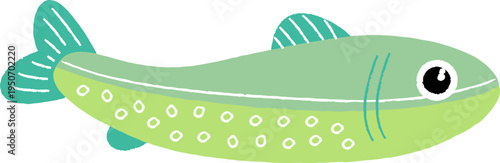 Hand Drawn Sardine Naive Crayon Fish