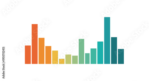 Colorful bar chart graphic illustrating data analysis, business growth, financial statistics, and progress visualization. Modern infographic design for reports and presentations.