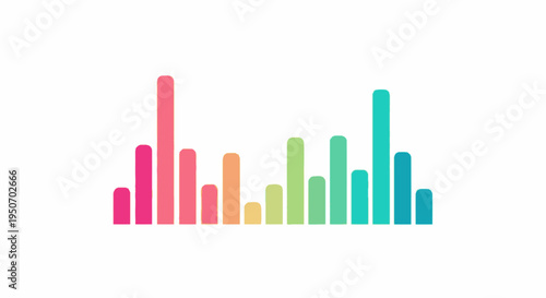 Colorful audio equalizer bars representing sound waves and music visualization, a modern graphic element for digital media and technology concepts.