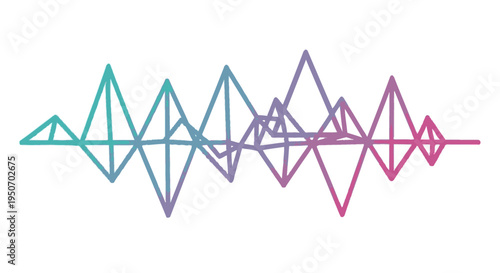 Vibrant abstract sound wave equalizer graphic with colorful gradient lines, representing audio visualization, data analysis, or dynamic heartbeat rhythm.