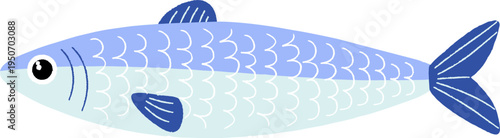 Hand Drawn Sardine Naive Crayon Fish