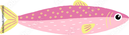 Hand Drawn Sardine Naive Crayon Fish