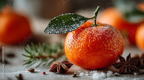 Fresh ripe christmas orange on bright white background for festive branding images​