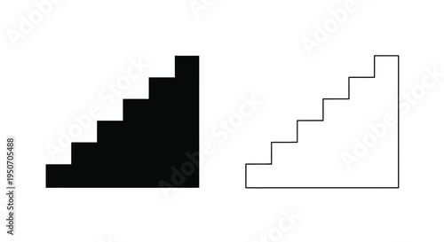 Staircase representations a dark form alongside its outlined version silhouette