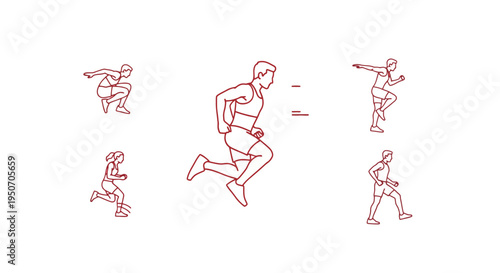 Man running in different poses sequence.
