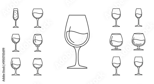 Wine glasses in various shapes sizes.