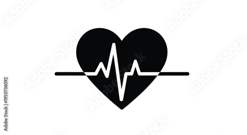Heartbeat line forming a heart shape a striking silhouette