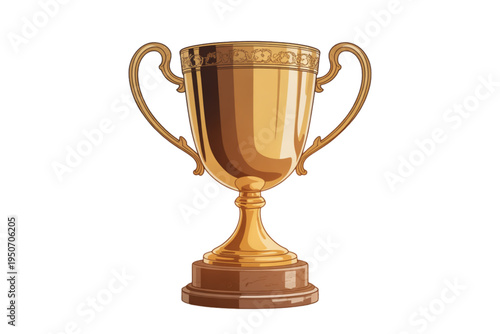 A golden trophy cup on a transparent background, symbolizing achievement and success