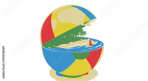 Beach ball with cocktail inside vector